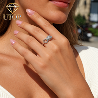 Bague en argent S925 en forme de guépard 0,53 CTW, incrustée de moissanite ronde, personnalisée, style luxe léger, tendance