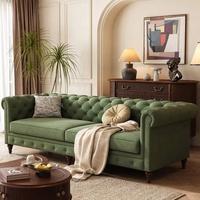 Canapé en velours vintage de style américain, tissu rustique, vert mousse haut de gamme, style français, luxe léger, pour salon, solide