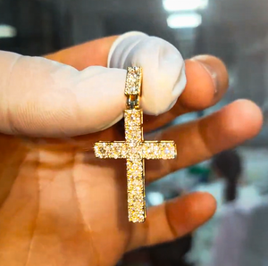 कस्टम क्रिस्टियन ठोस सोने 10k 14k 18k 22k 9k गहने क्रॉस पेलेंट vs1 लैब उगाए गए हीरे के ठीक गहने संग्रह - Product Image 3