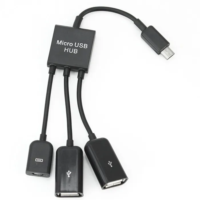 Dual Micro USB Host OTG charger Hub Adapter Cable with usb power for mobile phone or tablet
