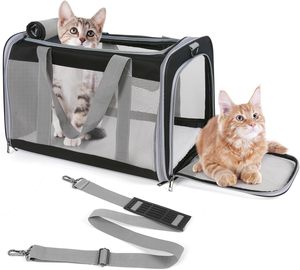 Sac de transport pour animaux de compagnie personnalisé à quatre côtés avec fenêtre en maille PC et poche latérale pour tablette, respirant et portable - Product Image 1