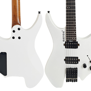 Guitare électrique portable sans tête, instrument de voyage, 6 cordes, corps plein, micros H-H, logo personnalisé, OEM ODM, directement de l'usine - Product Image 1