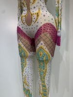 Combinaison moulante à paillettes et strass, longueur cheville, mode, rue, sexy, imprimée, extensible, costume de danse, chanteuse, boîte de nuit