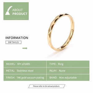 Bague en acier inoxydable à facettes géométriques, placage sous vide en or 14 carats - Product Image 2