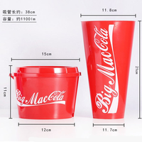 Gobelets 2-en-1 en plastique pour pop-corn et cola avec paille – Idéal pour les soirées cinéma