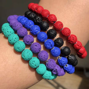 Vente en gros de perles de pierre de lave volcanique naturelle ronde perle d'espacement en vrac pour la fabrication de bijoux accessoires de collier à faire soi-même 4 6 8 10mm 15'' - Product Image 2