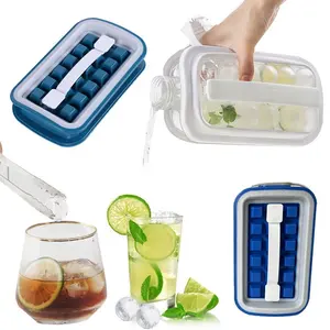 Groothandel ice cube siliconen maker-Oem/Odm 2 In 1 Draagbare Silicone Ice Ball Maker Waterkoker Herbruikbare Crystal Clear Ice Ball Mold Ice Cube lade Maker Voor Vriezer