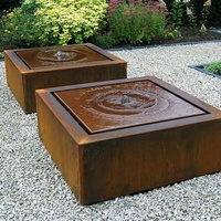 Fontaine d'eau en acier corten rustique personnalisée, grande fontaine d'eau en acier corten pour jardin