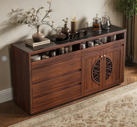 Buffet moderne en bois massif de grande capacité avec design écologique, meuble de rangement pour salle à manger et salon