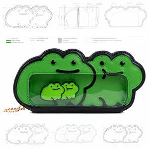 Bolso Bandolera Personalizable <span class=keywords><strong>de</strong></span> PU con Forma <span class=keywords><strong>de</strong></span> Pareja <span class=keywords><strong>de</strong></span> Ranas y Ventana Transparente para Exhibición <span class=keywords><strong>de</strong></span> Pines, para el Mercado <span class=keywords><strong>de</strong></span> <span class=keywords><strong>Moda</strong></span> <span class=keywords><strong>Alternativa</strong></span> - Product Image 3