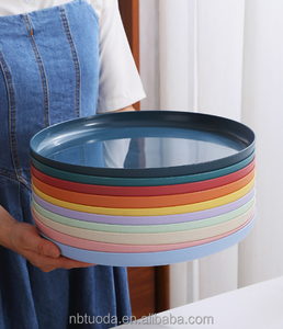 13.5 pouces résistant aux rayures PP plastique cafétéria plateaux de nourriture <span class=keywords><strong>repas</strong></span> plateaux de serveur rond restaurant plateaux de service - Product Image 6