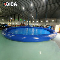 Parc aquatique gonflable haut de gamme avec piscine, toboggan aquatique gonflable bleu pour aire de jeux intérieure