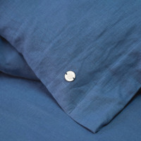 Parure de lit classique 4 pièces en lin 100% tissé, bleu lac, lavé à la française, écologique, doux, respirant, moderne