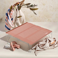 Table pliante portable en aluminium rose pour l'extérieur Mobilier de camp min pour la plage ou la salle à manger Table de barbecue saine