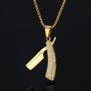 Hip Hop Shaver 18K chapado en oro Cubic Zirconia impermeable no deslustre Acero inoxidable joyería de moda colgantes para Mujeres Hombres Hombre - Product Image 2