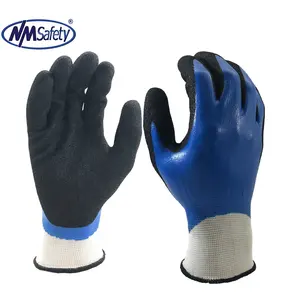 NMSAFETY Nahtlos gestrickter Nylon futter Glatte Nitril-und Sandy-Nitrile-Griff-Doppel handschuhe für mechanische Arbeiten