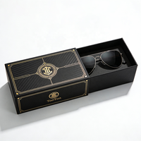 Boîte personnalisée avec couvercle et base, et boîte cadeau bleue pour lunettes de soleil, boîte en papier robuste avec couvercle