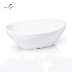 Modern Counter Top Oval Porcelain Art Basin White Ceramic Vessel Bathroom Sink