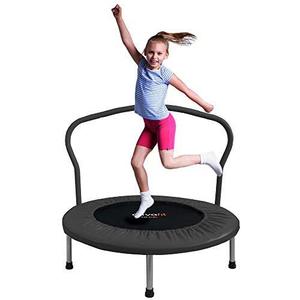 Mini trampoline d'intérieur pliable de 36 pouces en acier pour enfants, trampoline rond de fitness à domicile avec poignée pour garçons et filles - Product Image 3