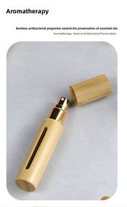 Wholesale Transparent Window <b>Bamboo</b> Spray Bottle Visible Capacity Glass Atomizer Travel Refill Cosmetic <b>Container</b> for Liquids - Product Image 4