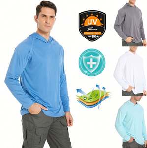 Camisetas de Pesca de Manga Larga para Hombre, con Capucha, Personalizables con Logotipo, Protección Solar UPF 50, Impermeables, 100% Poliéster - Product Image 1