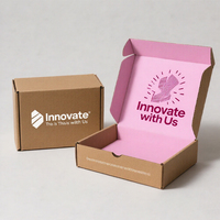 Boîte d'expédition en carton ondulé personnalisée avec papier enduit, écologique, résistante, rose, pour l'expédition de vêtements, logo personnalisé