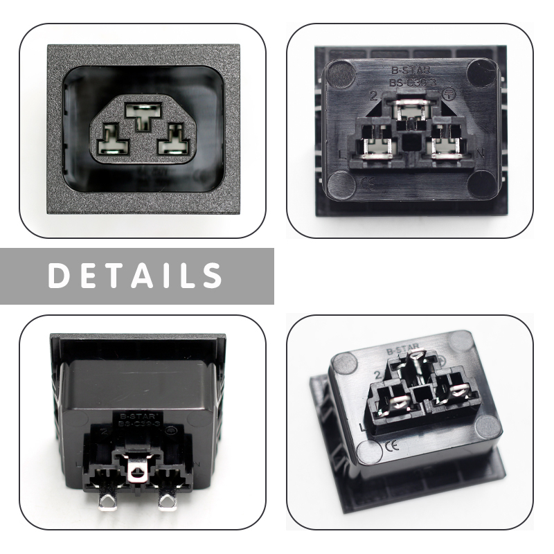 スナップイン式iec 60320 C39電源ソケットc13+c19デュアルポートc14