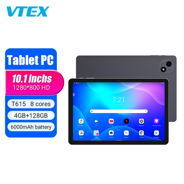 10.1 Inch T615 Octa Core Processor 4GB 128GB Memory WiFi Tablet HD In-Cell Display 6000mAh Large Battery Metal Android Tablet