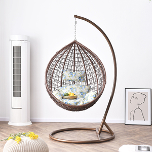 Garden Iron Metal Frame Rattan Hanging With Cushion - Product Image 3