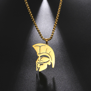 2021 Trend Spartan Warrior collana con ciondolo per donna uomo acciaio inossidabile placcato oro gioielli catena maglione regalo di natale - Product Image 1
