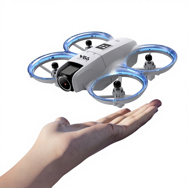 V66 Mini Drone 4K 8K HD Wide Angle Camera WiFi FPV Remote Control Foldable Quadcopter 4-Channel Kids Toy Gift