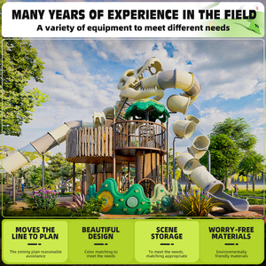 Gran <span class=keywords><strong>Parque</strong></span> de Juegos Temático de Dinosaurios Jurásicos para Niños al Aire Libre con Tobogán de Plástico - Product Image 6