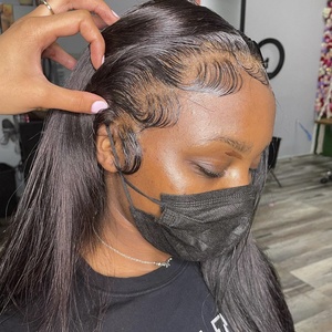 Perruques de cheveux humains en vrac 100% Ray Hair, perruques de cheveux humains péruviens sans colle Hd Transparent 360 Lace Frontal Wigs pour femmes - Product Image 3