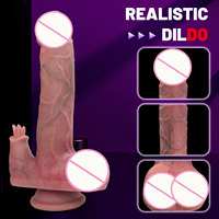 Beheizter Realistischer Teleskop-Stoßdildo Vibrator für Frauen Fernbedienung Silikon Weich Umweltfreundlich Wasserdicht G-Punkt Vagina