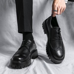 Zapatos de Cuero Casuales de Alta Calidad para Hombre, Zapatos de Oficina con Plataforma y Punta Cerrada que Aumentan la Altura, Zapatos de Otoño para Carrera Profesional - Product Image 1