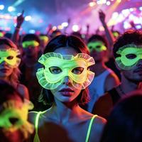 Couvre-yeux psychédélique fluorescent lumineux, accessoire pour boîte de nuit, concert EDM