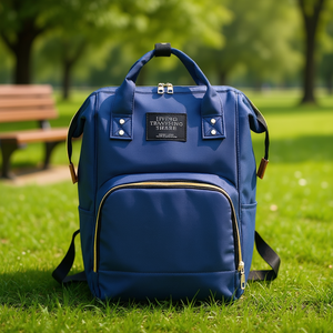 Sac à langer Myrva bleu, sac à dos en tissu imperméable avec plusieurs poches pour les mamans, les voyages et l'usage quotidien, modèle MYR-MAZ06az12 - Product Image 2