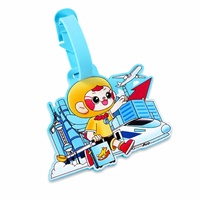 Etiqueta de Equipaje de PVC con Diseño de Mono de Dibujos Animados, Etiqueta de Identificación de Equipaje de Goma Suave Personalizada, Diseño de Personaje Adorable con Patrón de Tren Urbano
