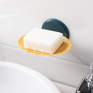 Soap Dish Wall Mount Oval Plastic Self Drain Minimalist Design For Bathroom Sink Soap Holder Yellow Black White - Product Image 3