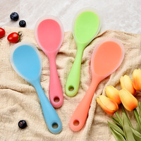 Grandes cuillères en silicone, ustensiles de cuisine ménagers 6 couleurs, cuillères et spatules antiadhésives pour cuiseur à riz