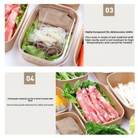 Boîte à emporter pour restaurant de hot pot biodégradable, boîte en papier kraft rectangulaire, 500 ml, résistante aux hautes températures, boîte à lunch