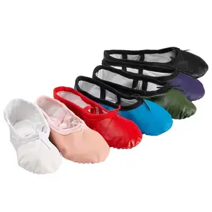 New trendy multicolorful good quality soft PU leather ballet training dance shoes kids girls
