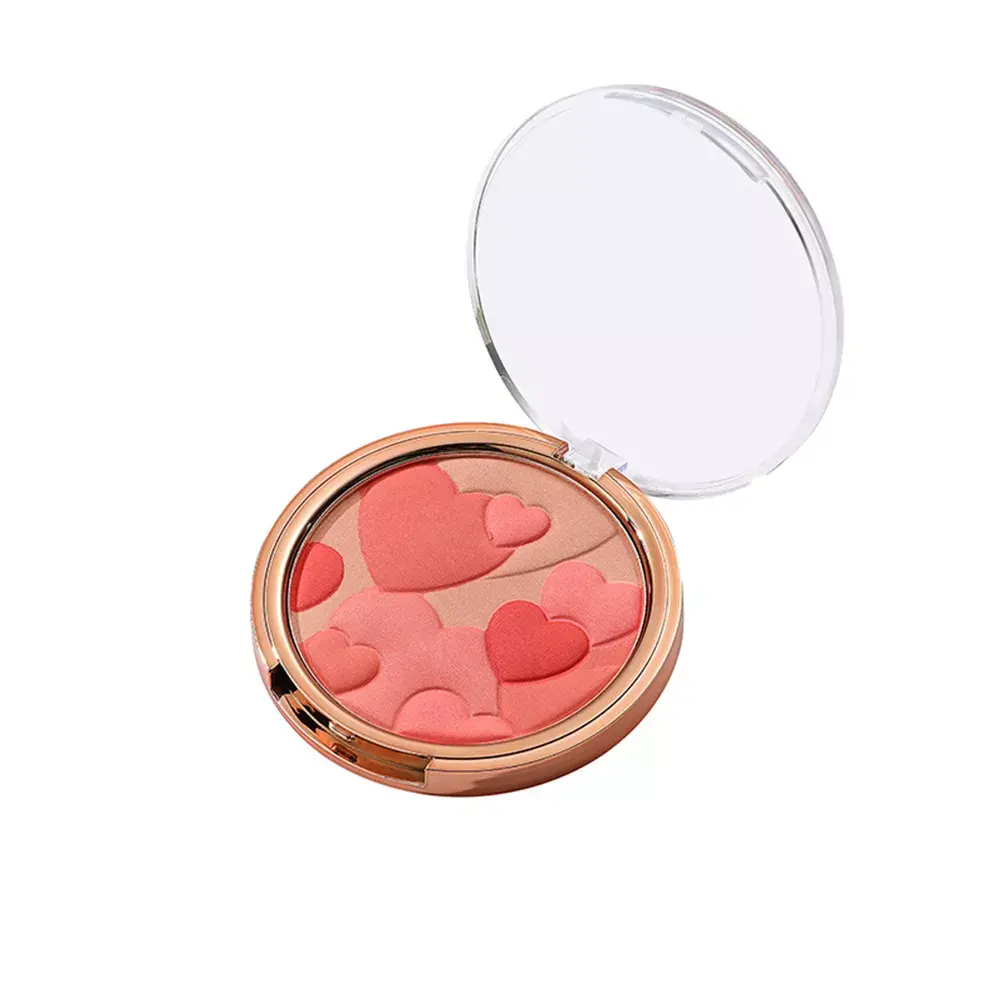 Private Label Pressed Powder Heart Blush Palette Pink Nude Natural Long Lasting Rouge Blusher Makeup