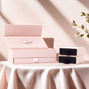 Custom Small Elegant Jewelry Box Rigid Cardboard Paper Packaging Sliding Drawer Sponge Lining Embossed Recycled Materials - Product Image 3
