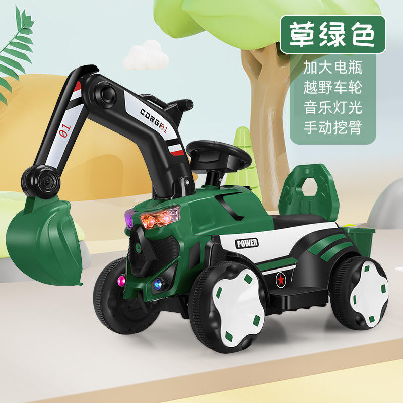 Mid-range yellow electric excavator with manual boom