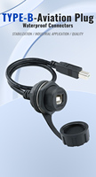 Cable de Extensión USB Tipo-B LSHITECH M20.8, Impermeable, para Montaje en Panel, Conector Hembra a Conector Macho con Tuerca Frontal Roscada