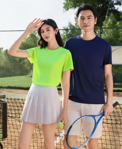 T-shirt de sport tricoté léger, respirant, anti-rides et anti-bouloches en Spandex/Polyester à séchage rapide pour hommes et femmes - Product Image 1