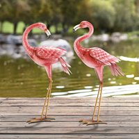 Lot de 2 grandes statues de flamants roses pour jardin, sculptures gonflables en métal, oiseaux, art de jardin, décoration extérieure, décoration de maison, animaux