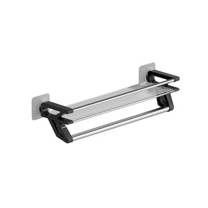 Étagère de salle de bain murale 60x70cm en acrylique avec porte-serviettes et rangement, installation en coin, durable - Product Image 5