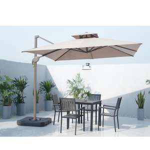 Yoho Large Size Outdoor Patio Cantilever <b>Umbrella</b> with LED Sun Lighting <b>Solar</b> Powered Canopy & Gazebo for Restaurant & Sunrooms - Product Image 6